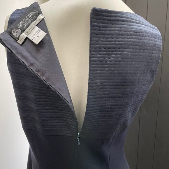 Peter Nygard Pure New Wool Classic Sleeveless Sheath Midi Dress Navy Blue Sz 8 - Picture 7 of 10